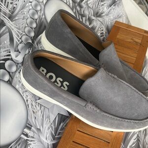 Boss Men's Charcoal Suede Slip-Ons